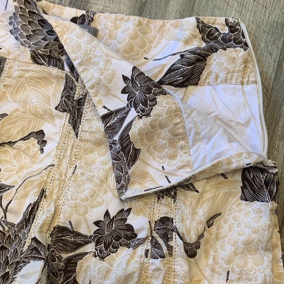 ANN TAYLOR Earth tone Neutral Pleated Midi Skirt Cream Cottagecore Sz 8 - Picture 7 of 14